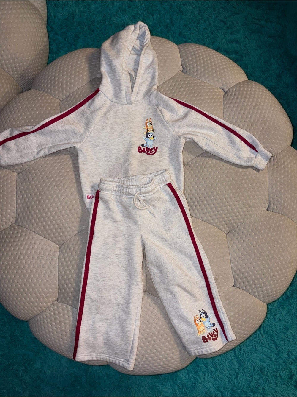 Kids Gray Hoodie & Jogger Matching Set with Red Stripe - Blwey